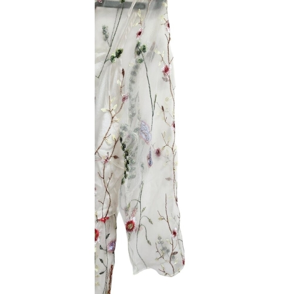 Misslook Mesh Sheer Floral Embroidered Dress Boho Cottagecore Midi 3/4 Sleeve 12 - Picture 8 of 16